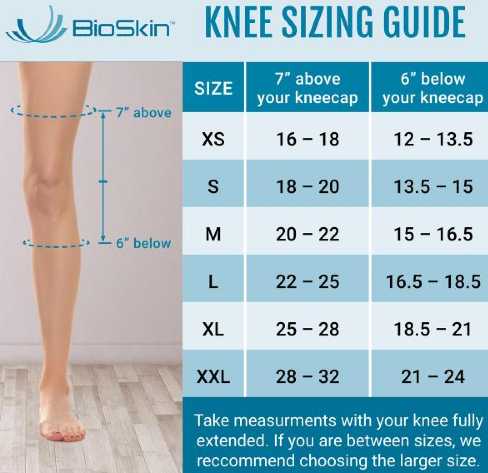 bioskin knee sizing chart