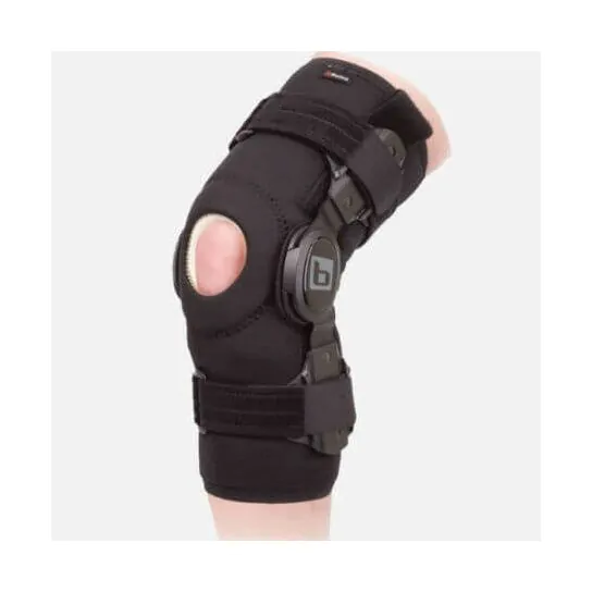 Breg Crossover Hinged Knee Brace Injury Post Op Black Adjustable