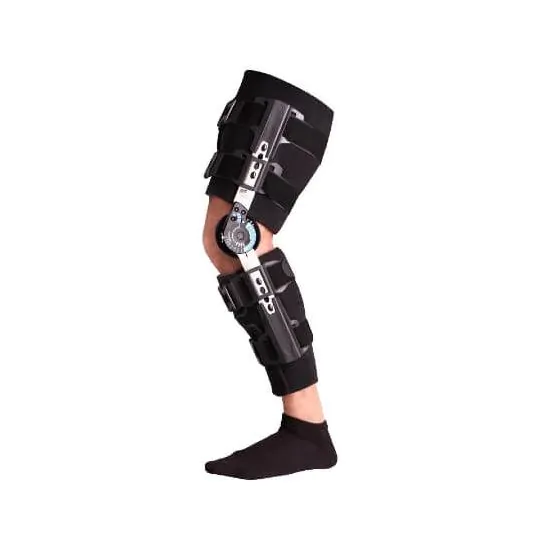Two days after surgery, the patient wore an adjustable knee brace of