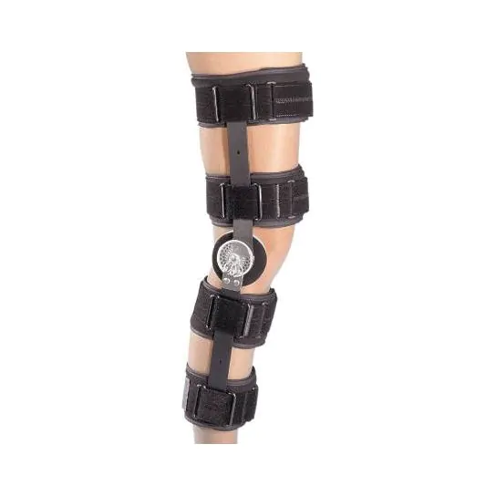 Post-operative knee brace with hinge