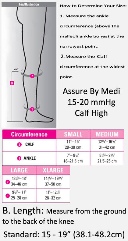 Assure By Medi 15-20 mmHg Calf High Open Toe Compression Stockings ...